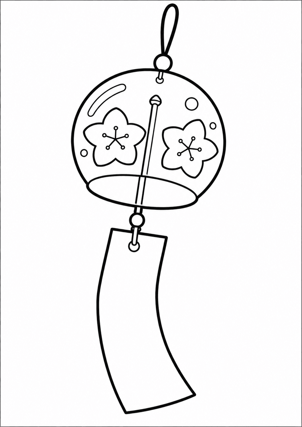 塗り絵【風鈴】の線画イラスト