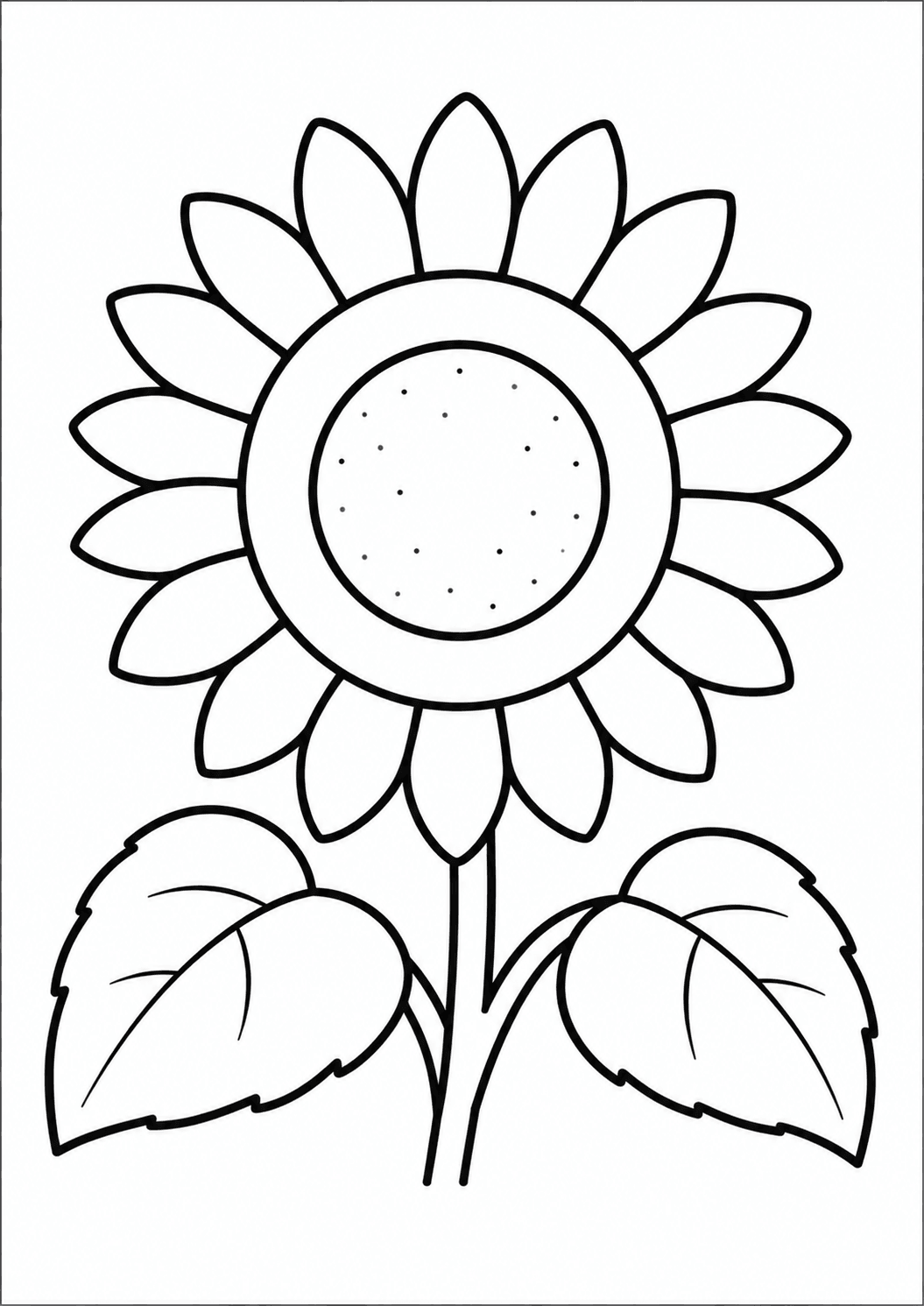 塗り絵【ひまわり】の線画イラスト