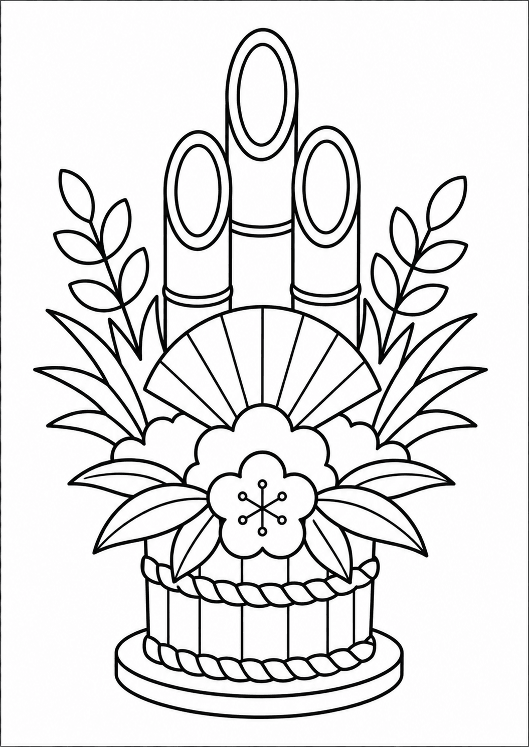 塗り絵【門松】の線画イラスト