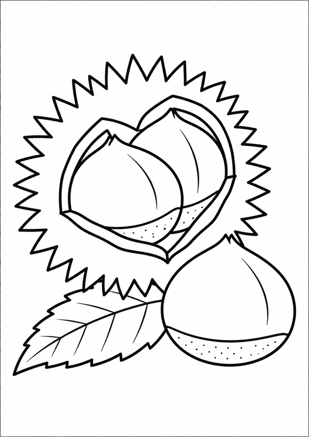 塗り絵【栗】の線画イラスト