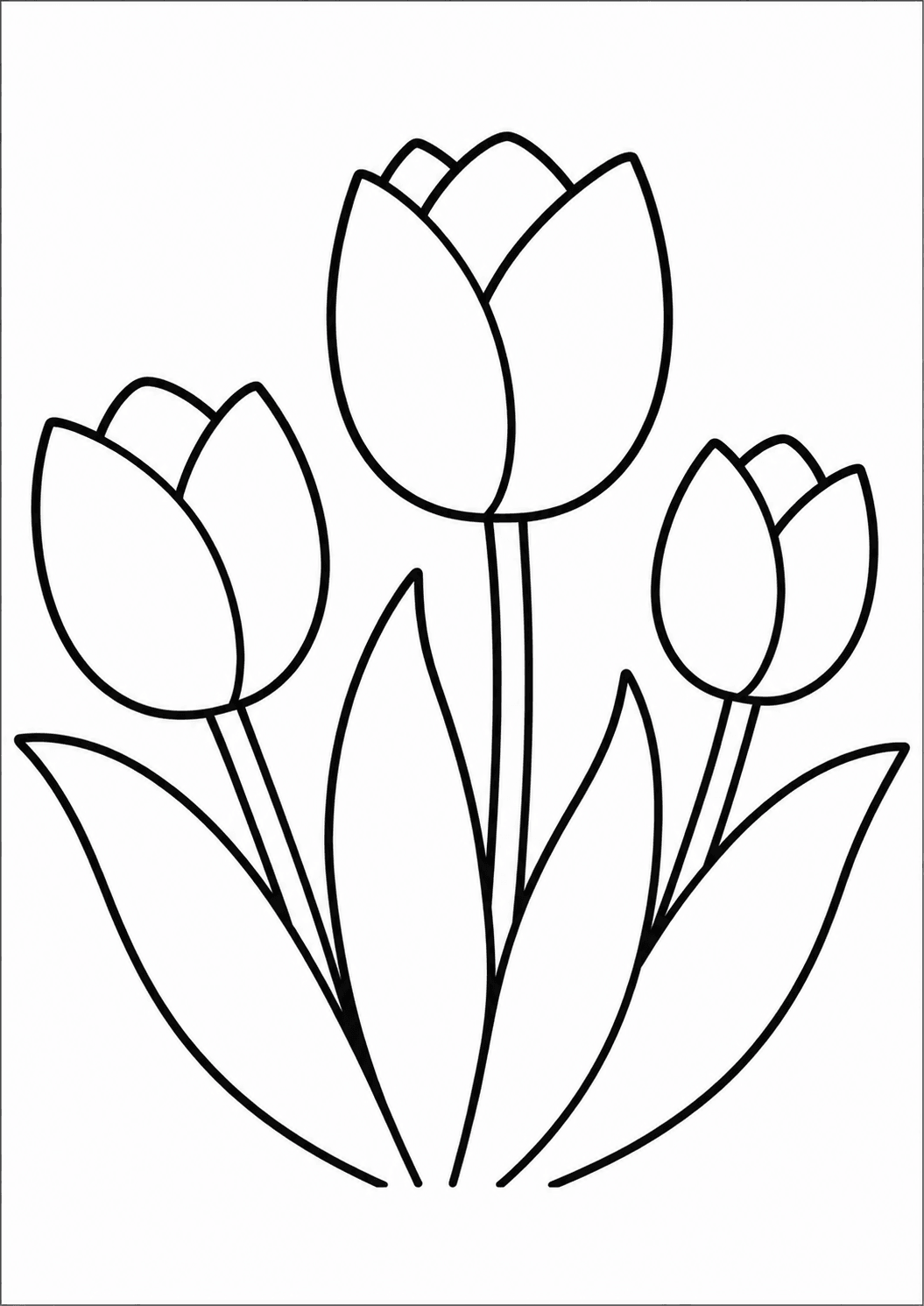 塗り絵【チューリップ】の線画イラスト